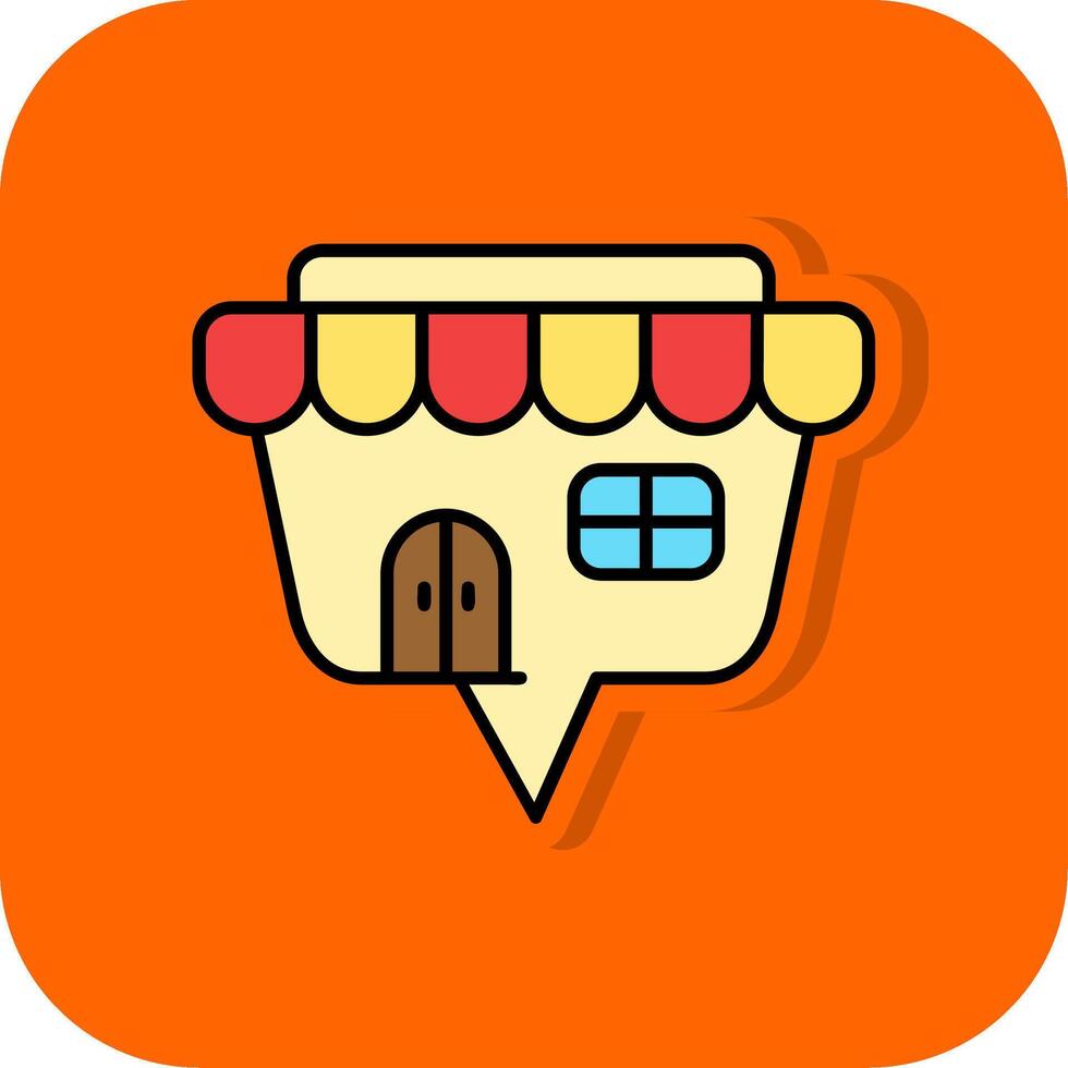Shop Filled Orange background Icon vector