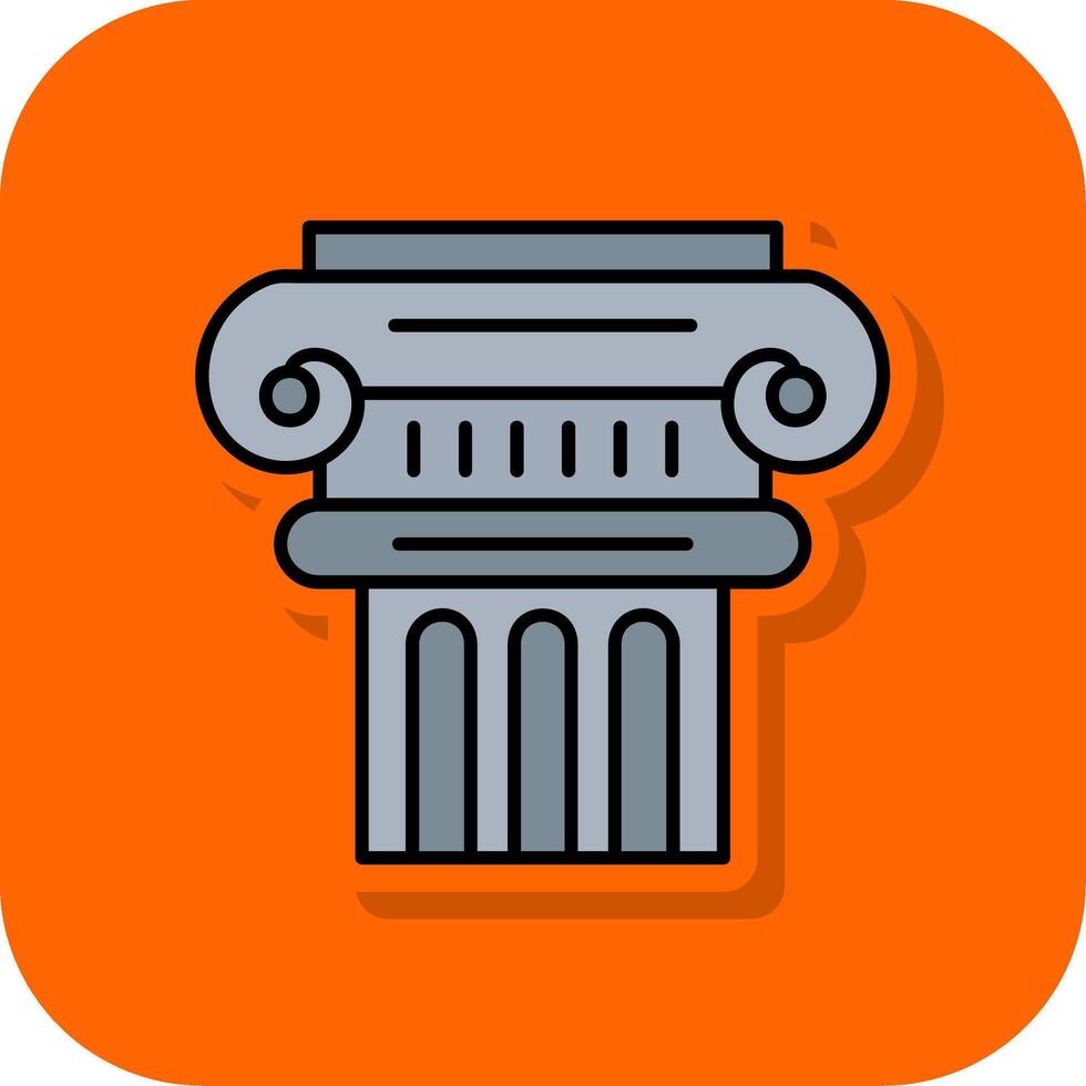 Pillar Filled Orange background Icon vector