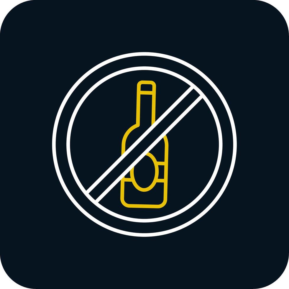 No alcohol línea amarillo blanco icono vector