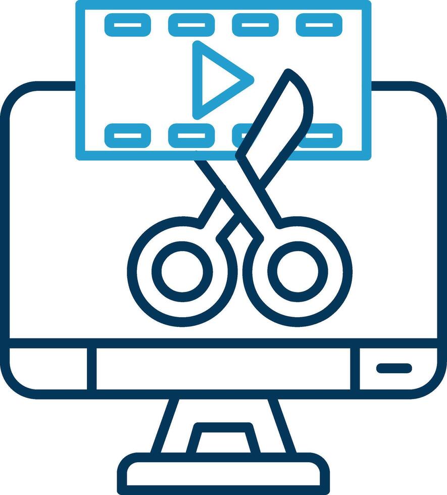 Video editor Line Blue Two Color Icon vector