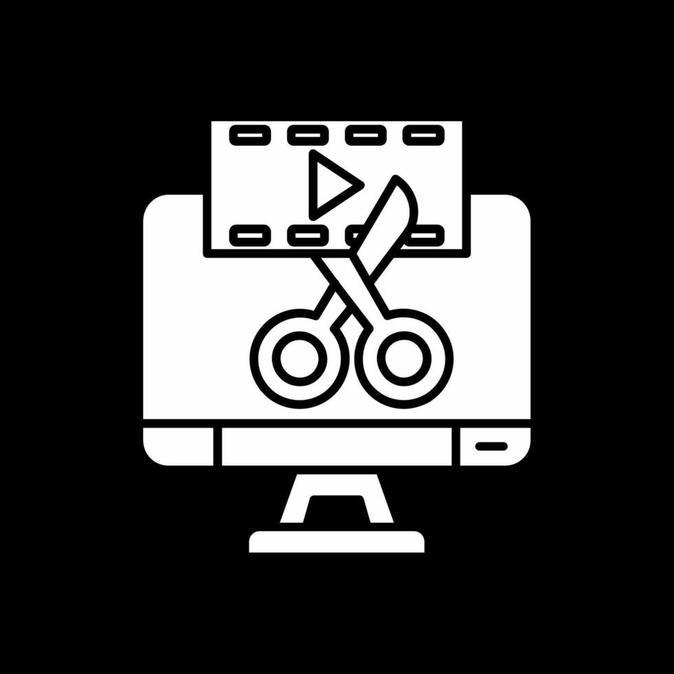 Video editor Glyph Inverted Icon vector