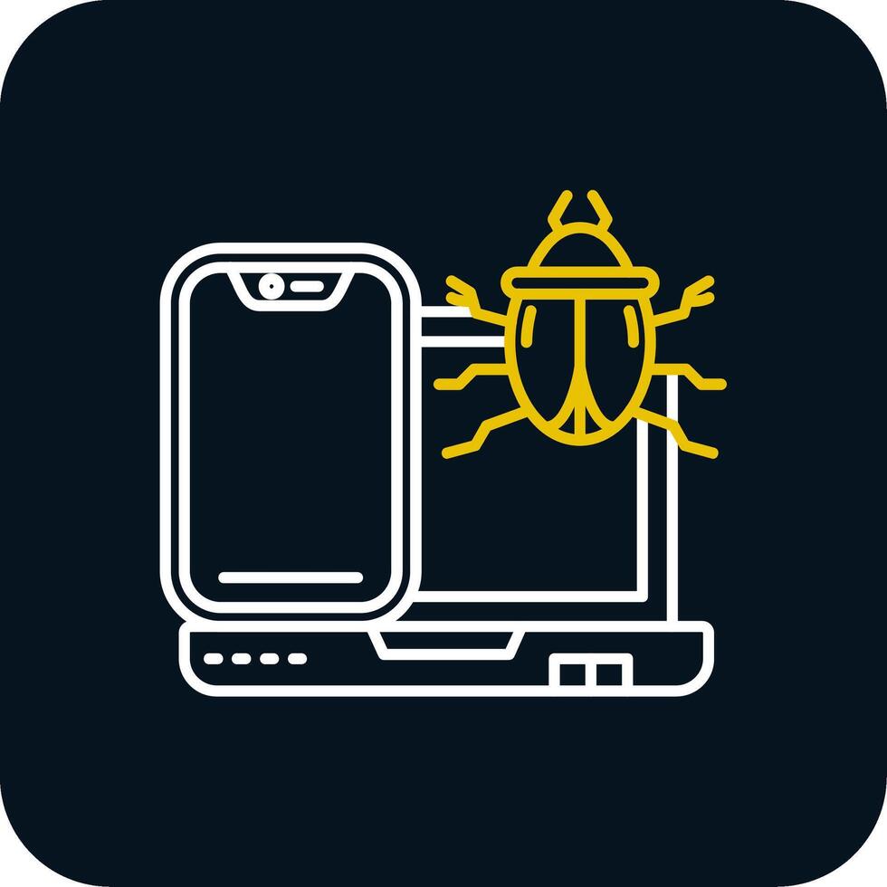 Bug Line Yellow White Icon vector