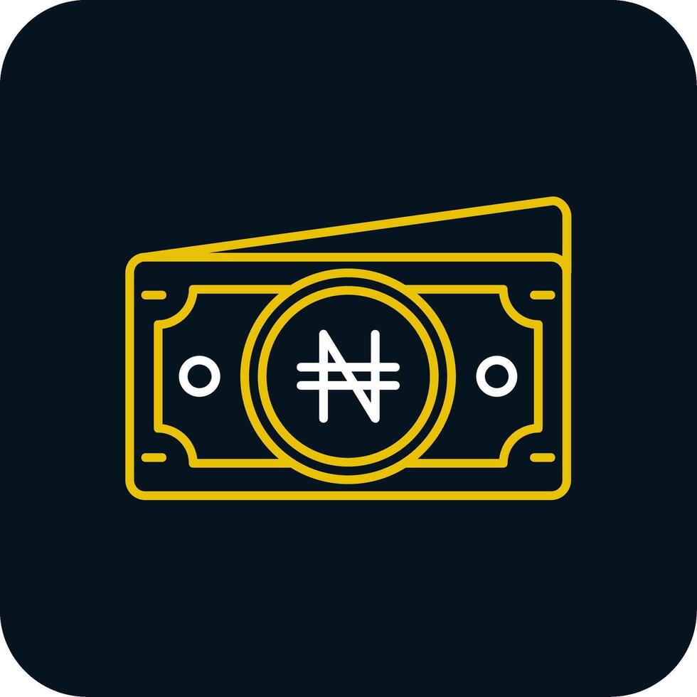 naira línea amarillo blanco icono vector