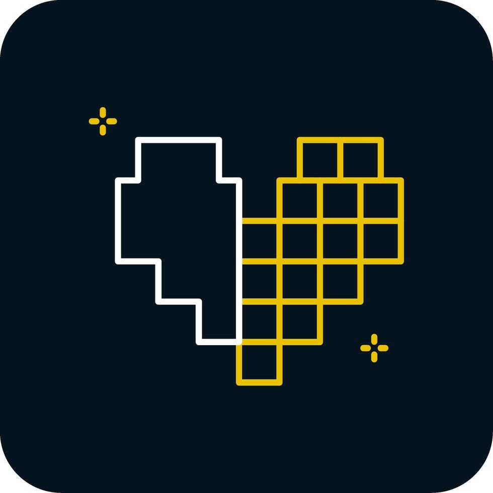 Pixel Line Yellow White Icon vector