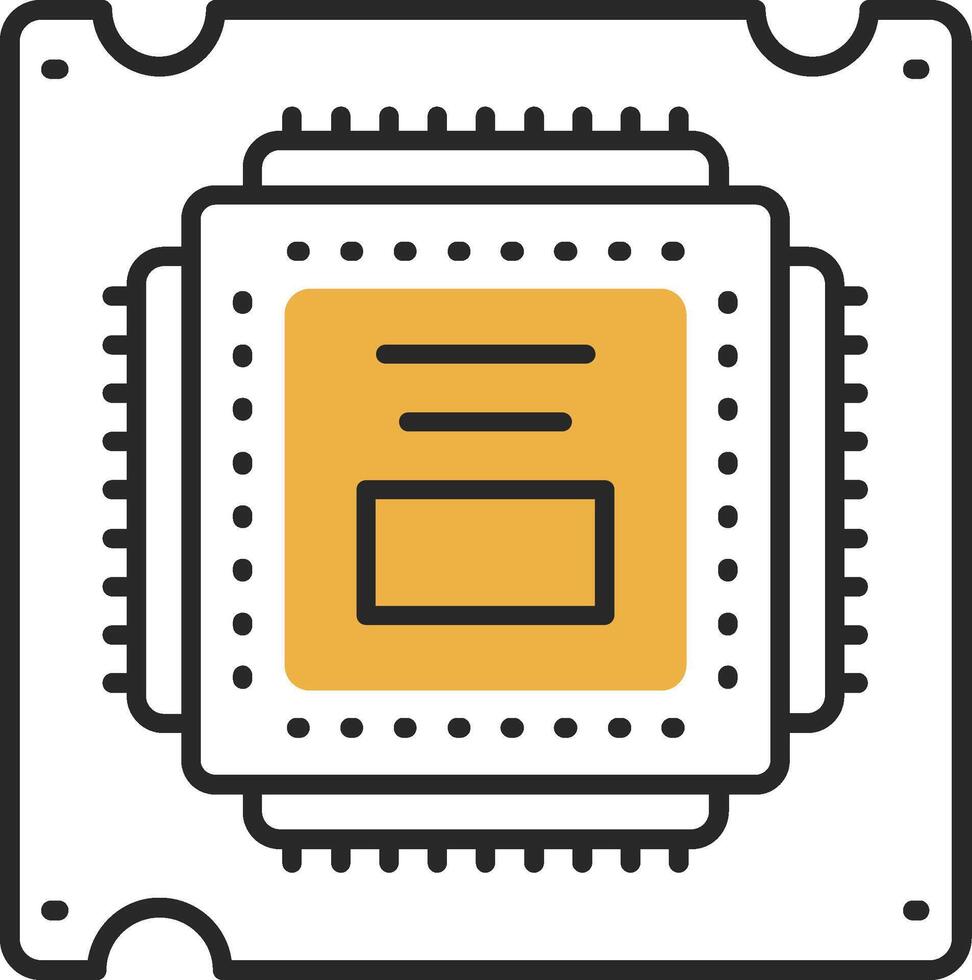 Processor Skined Filled Icon vector