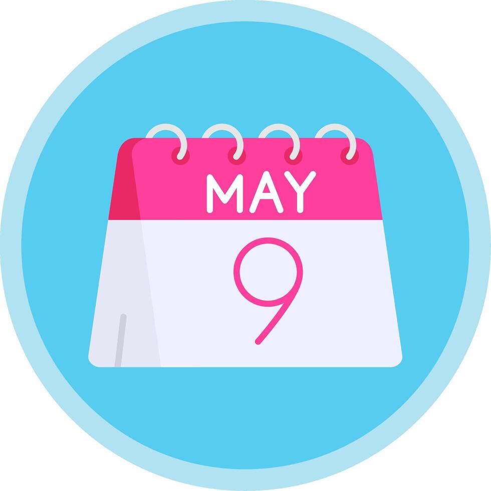 9th of May Flat Multi Circle Icon vector