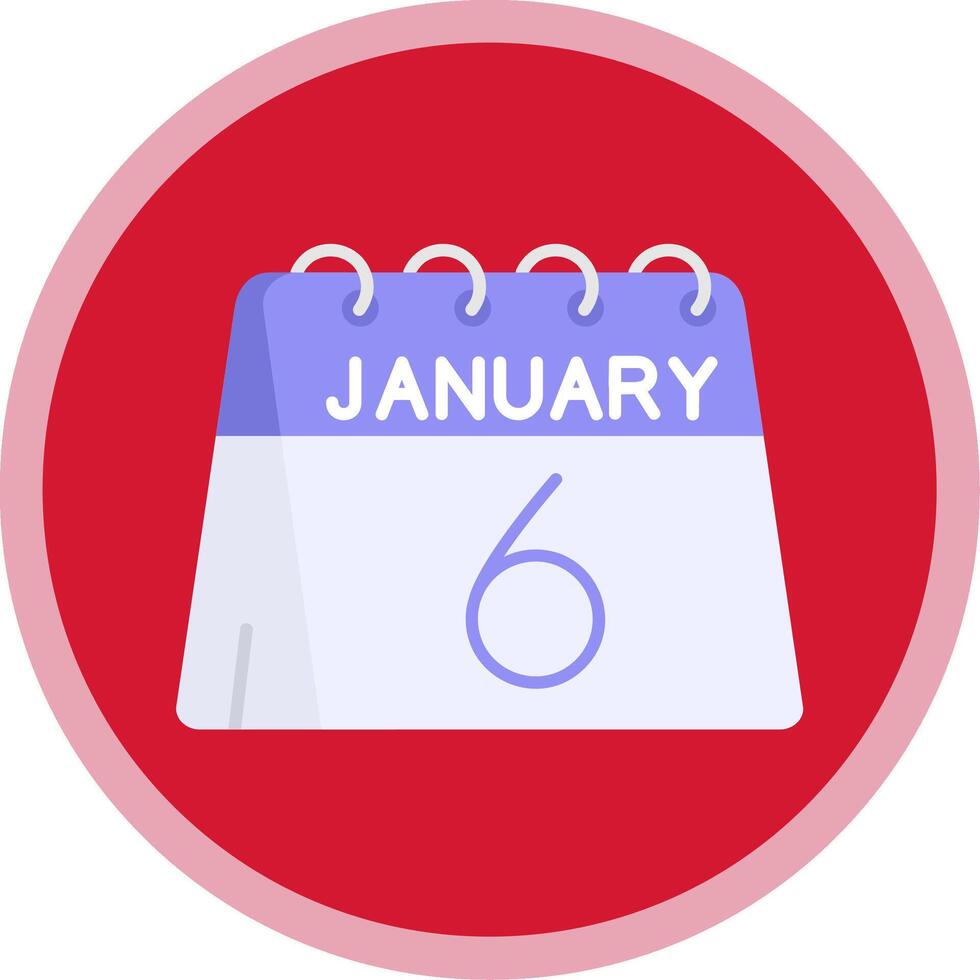 6th of January Flat Multi Circle Icon vector