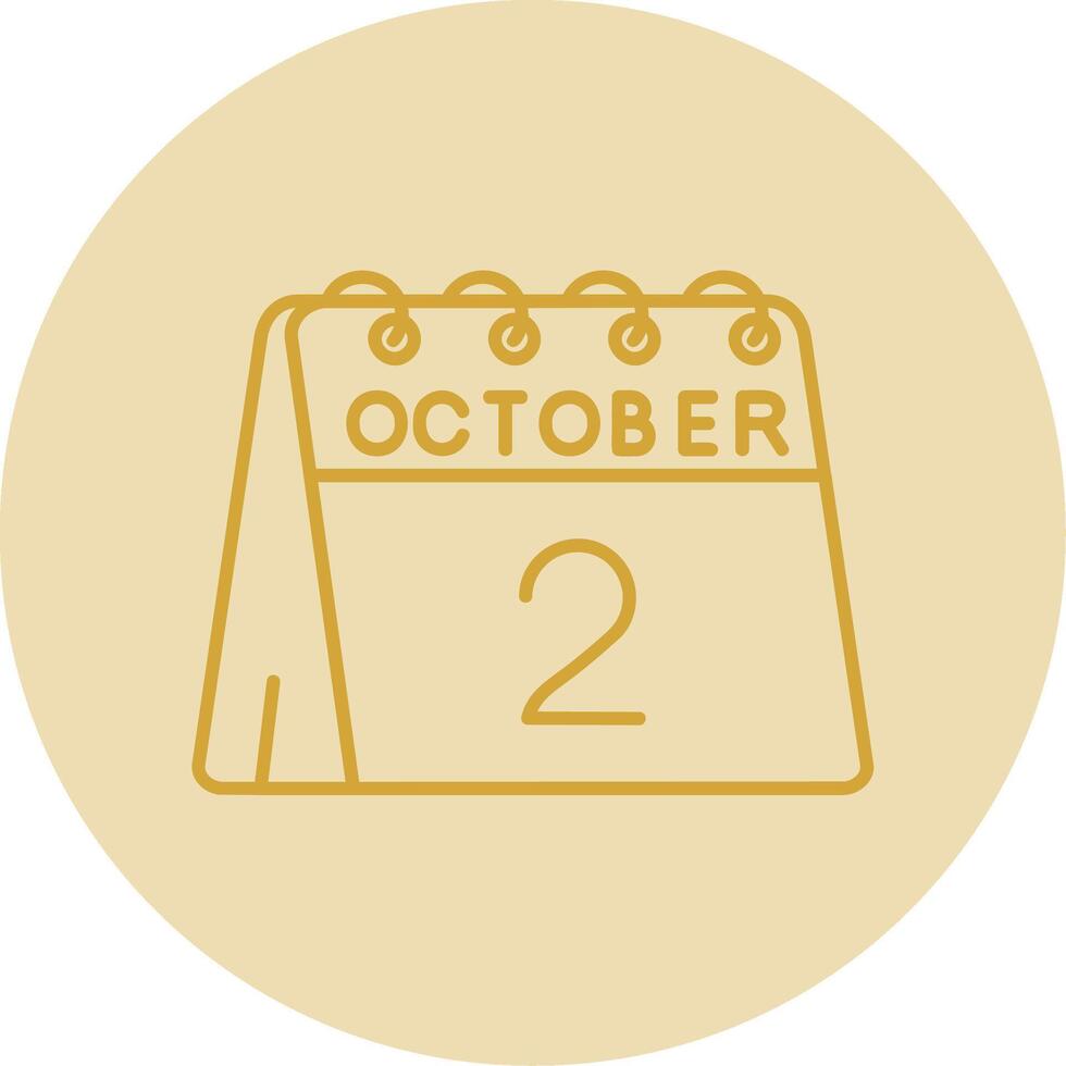2nd of October Line Yellow Circle Icon vector