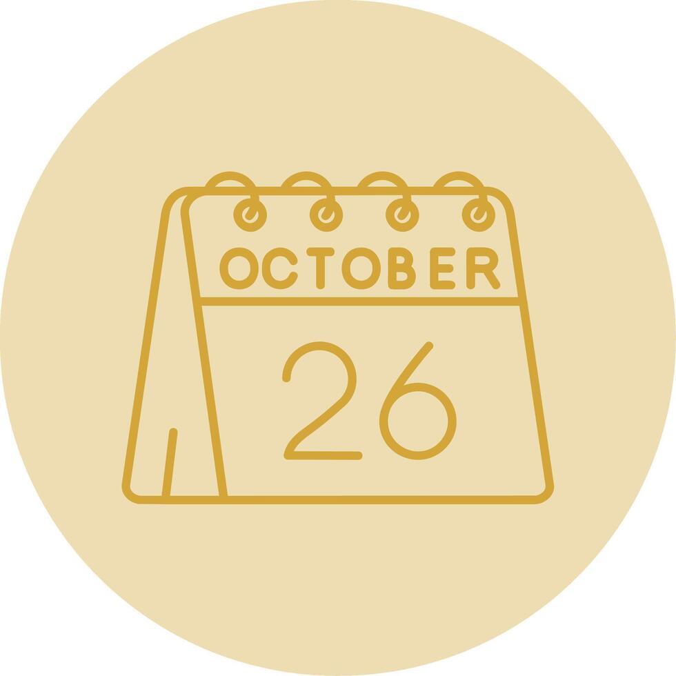 26th of October Line Yellow Circle Icon vector