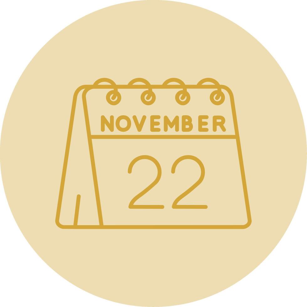 22 de noviembre línea amarillo circulo icono vector