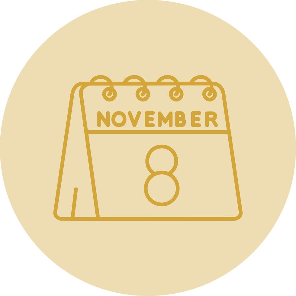 8th of November Line Yellow Circle Icon vector