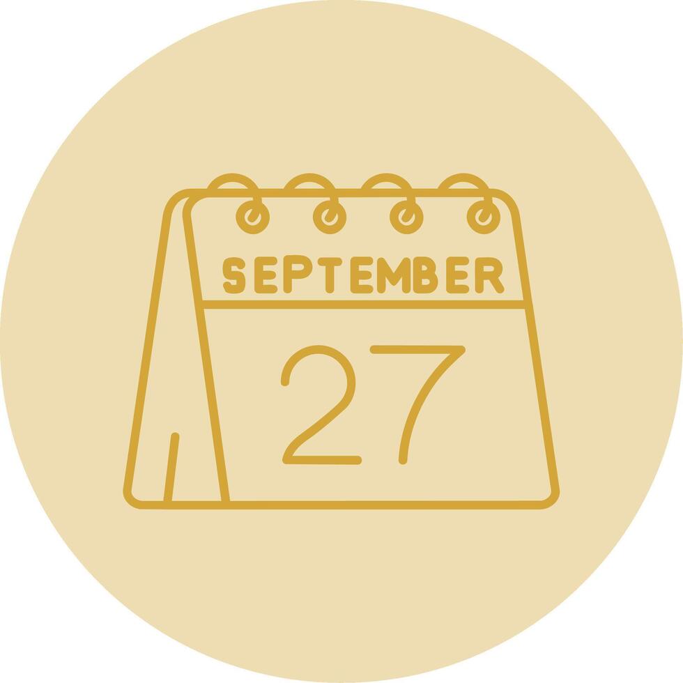 27th of September Line Yellow Circle Icon vector