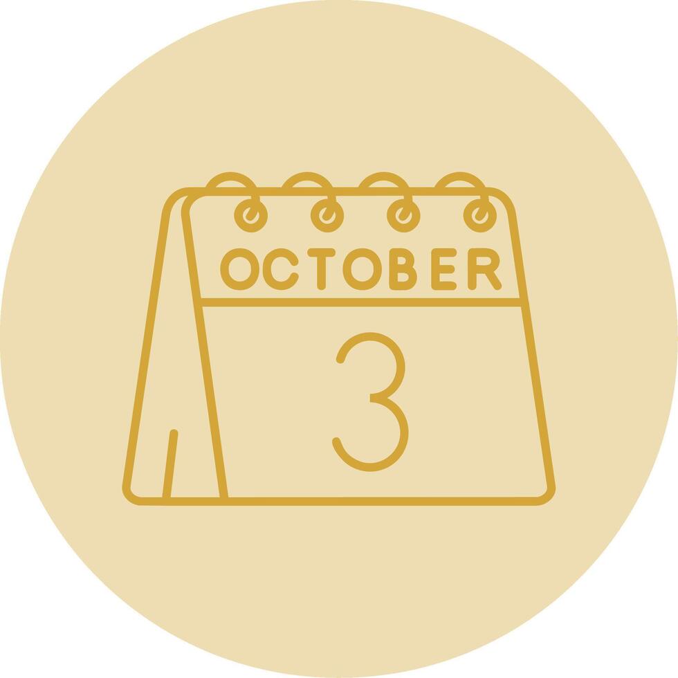 3rd of October Line Yellow Circle Icon vector