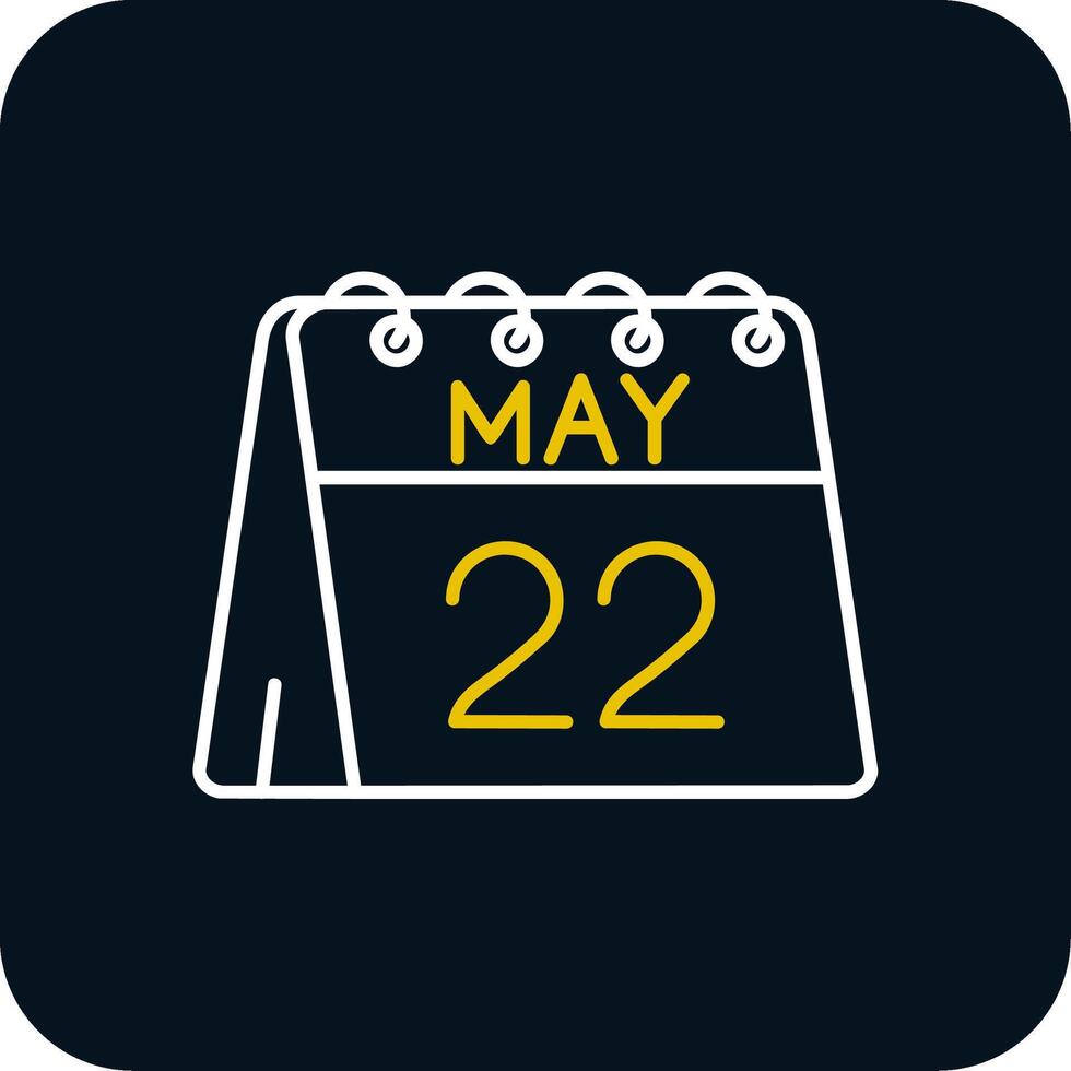 22nd of May Line Yellow White Icon vector