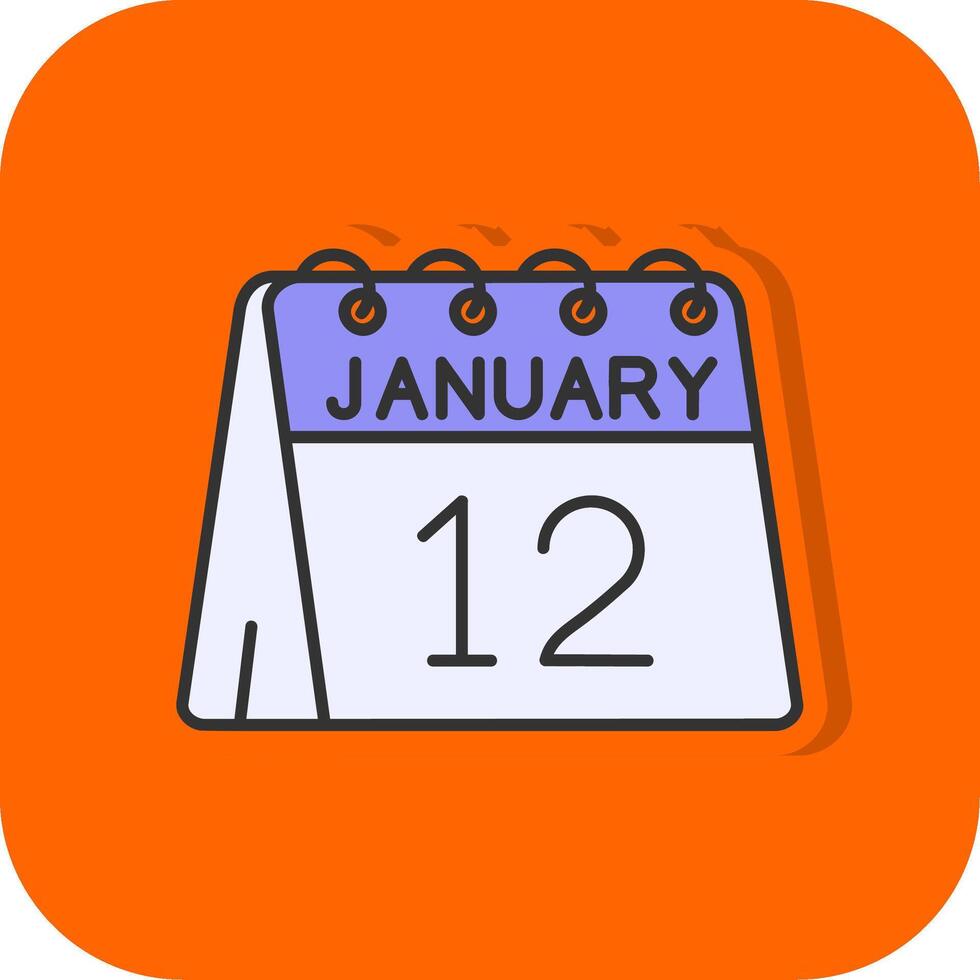 12th of January Filled Orange background Icon vector