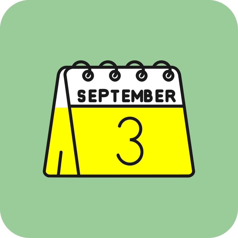 3rd of September Filled Yellow Icon vector