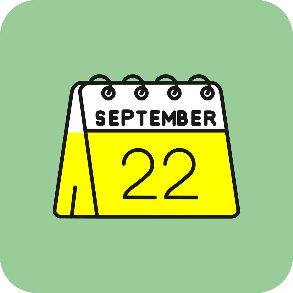 22nd of September Filled Yellow Icon vector