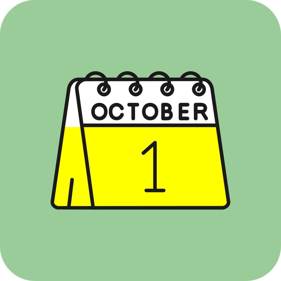 1st of October Filled Yellow Icon vector