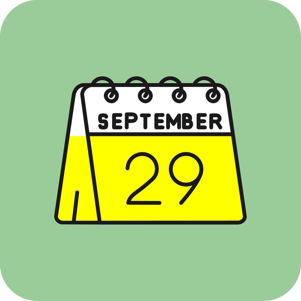 29th of September Filled Yellow Icon vector