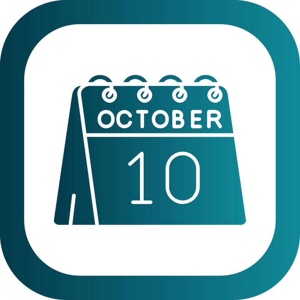 10th of October Glyph Gradient Round Corner Icon vector