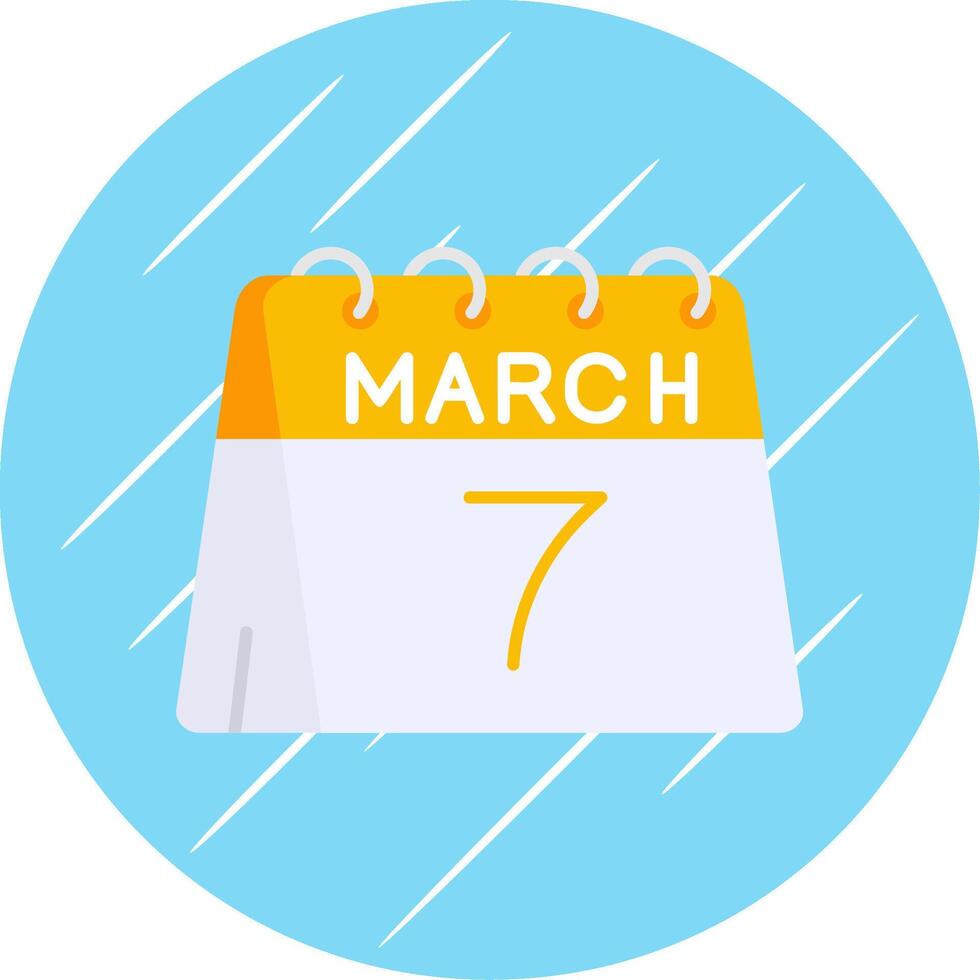 7th of March Flat Blue Circle Icon vector