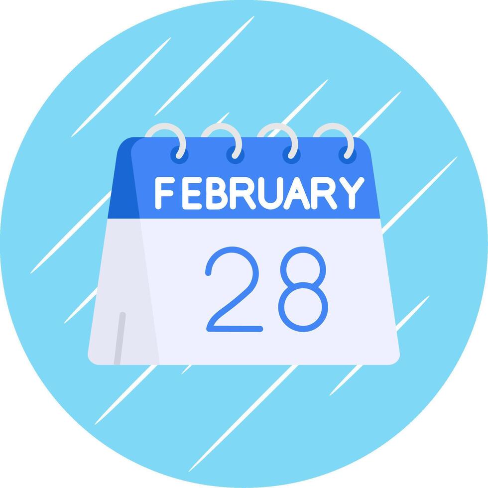 28th of February Flat Blue Circle Icon vector