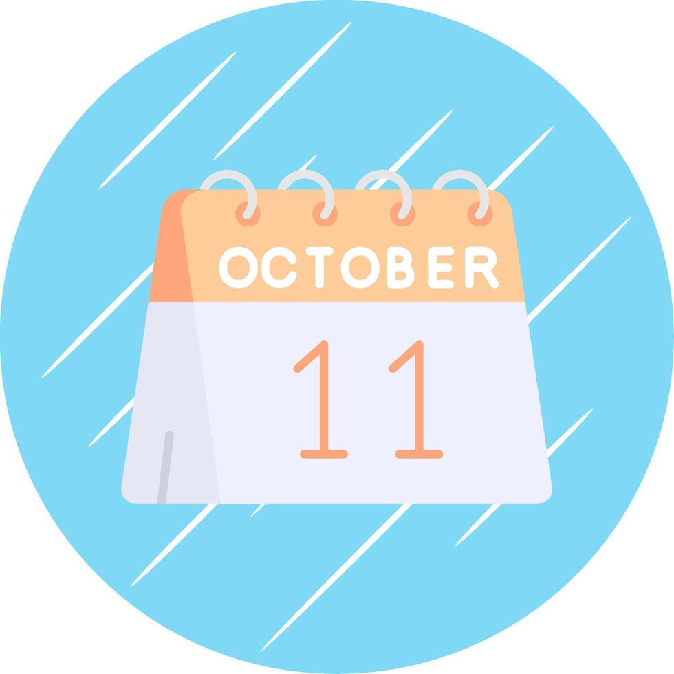 11th of October Flat Blue Circle Icon vector