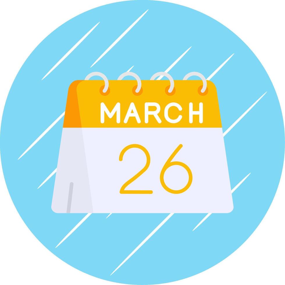 26th of March Flat Blue Circle Icon vector