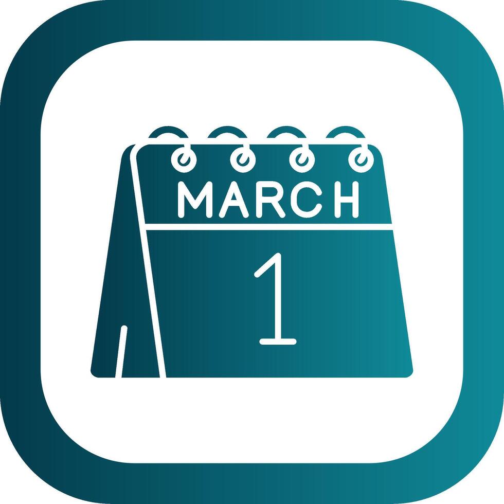 1st of March Glyph Gradient Round Corner Icon vector