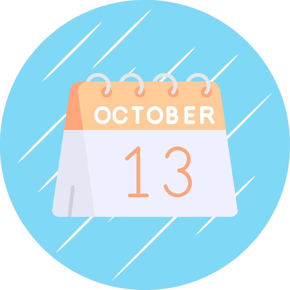 13th of October Flat Blue Circle Icon vector