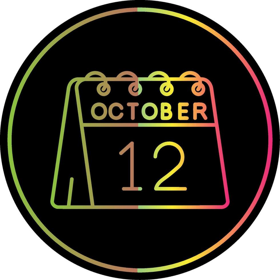 12mo de octubre línea degradado debido color icono vector