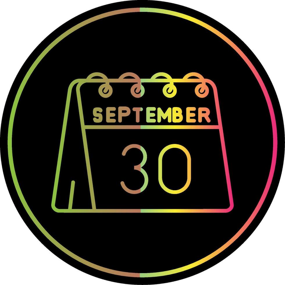 30 de septiembre línea degradado debido color icono vector