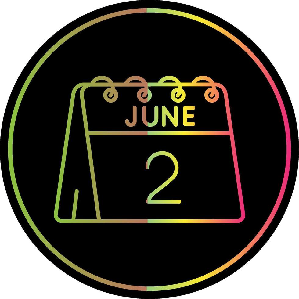 2nd of June Line Gradient Due Color Icon vector