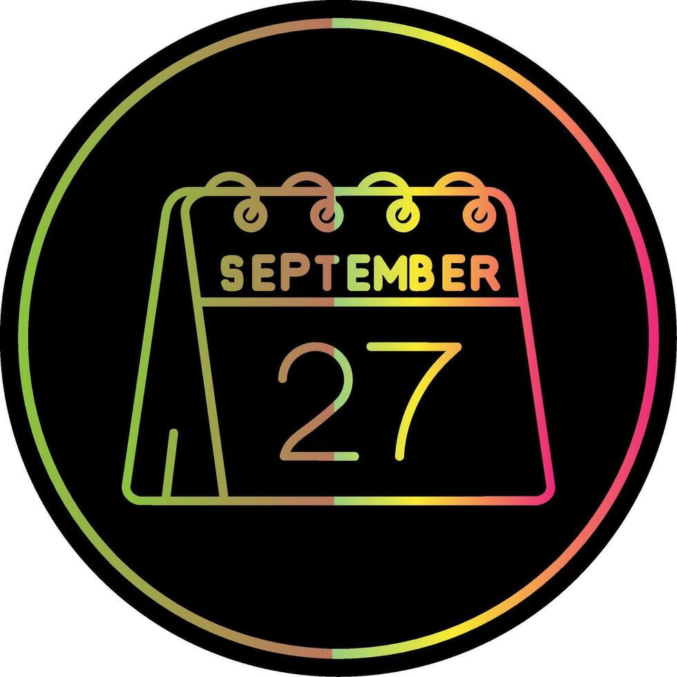 27th of September Line Gradient Due Color Icon vector