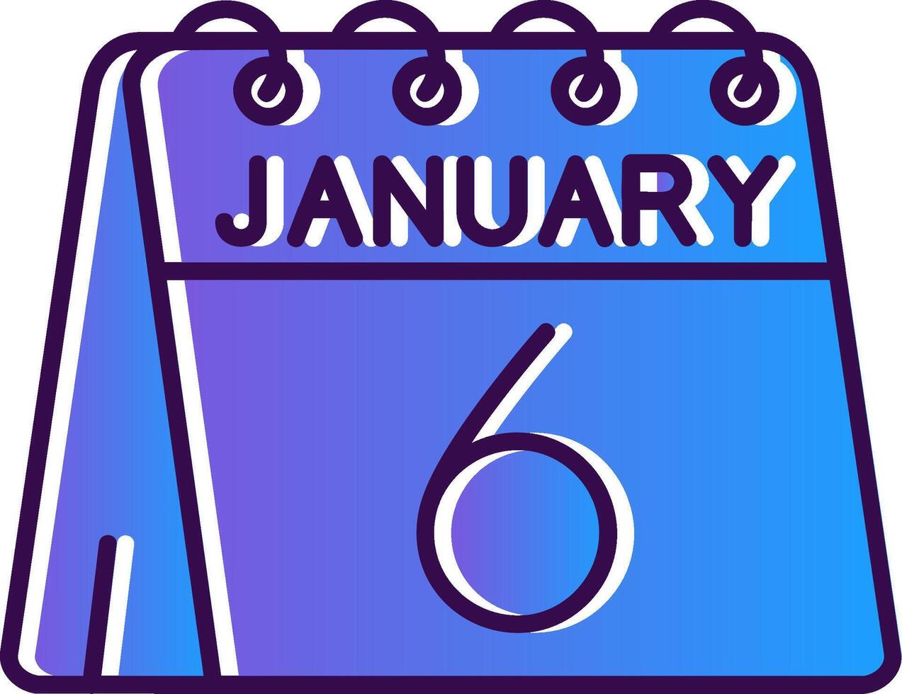 6th of January Gradient Filled Icon vector