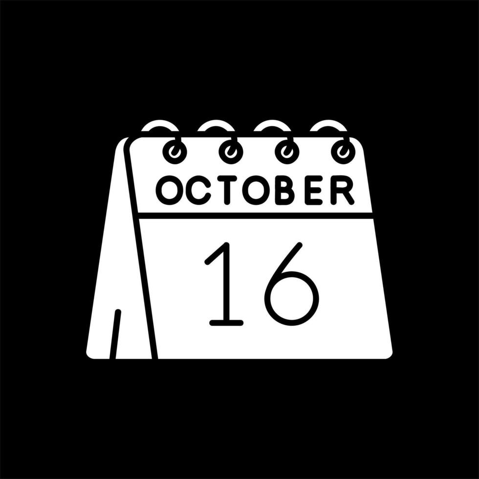 16 de octubre glifo invertido icono vector