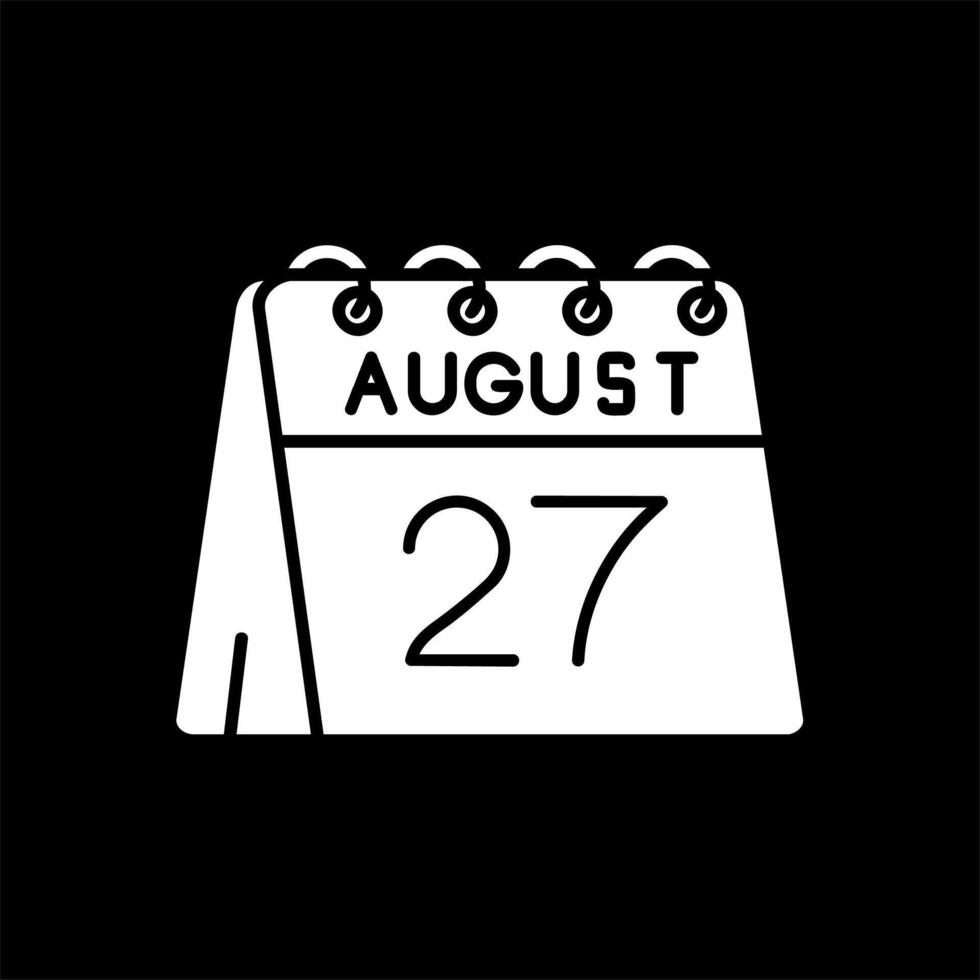 27 de agosto glifo invertido icono vector