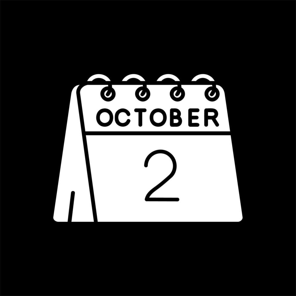 2do de octubre glifo invertido icono vector