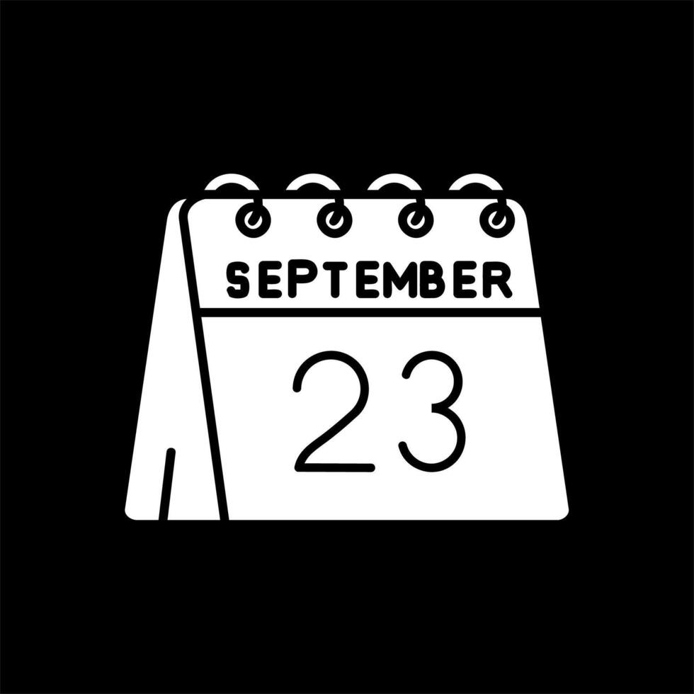 23 de septiembre glifo invertido icono vector