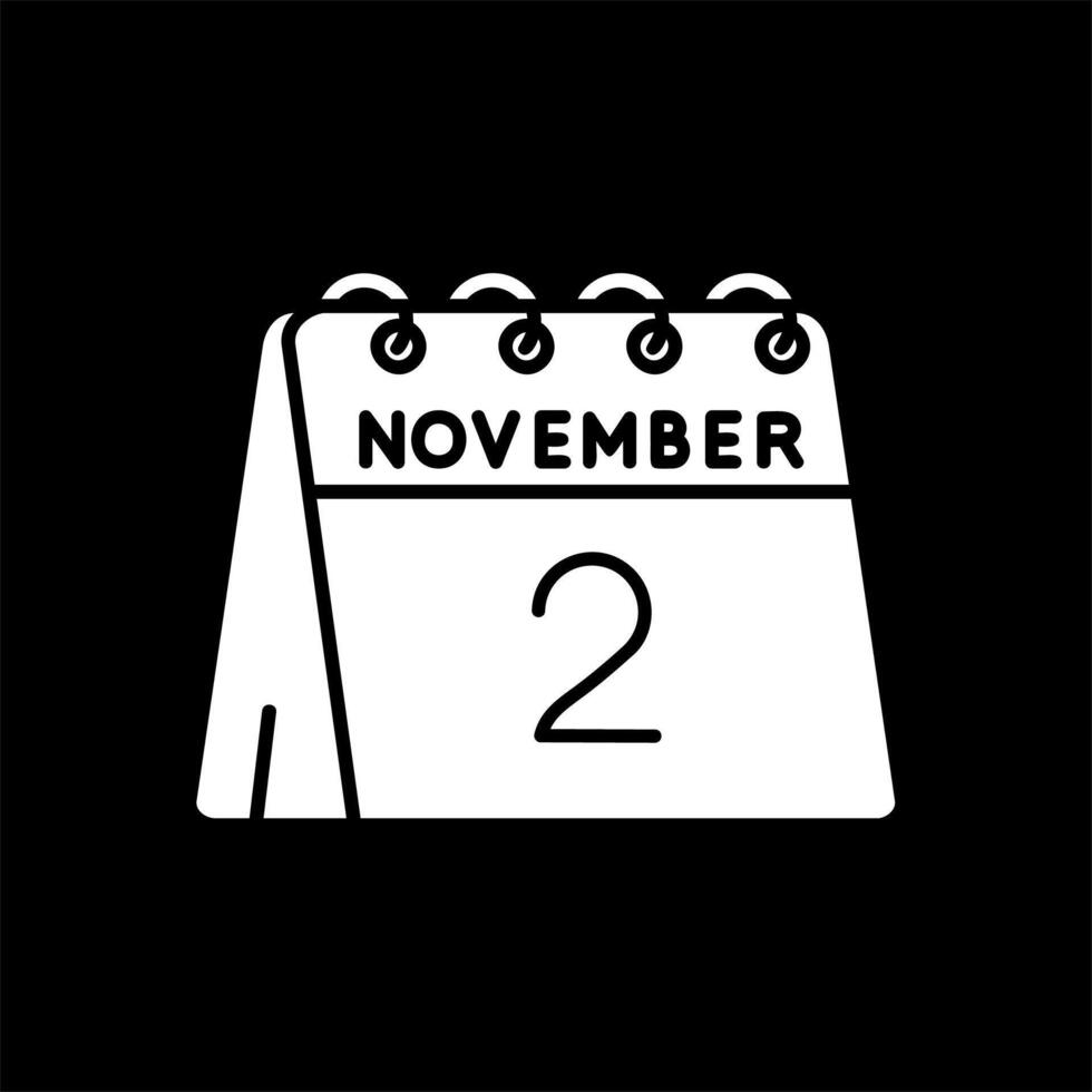 2do de noviembre glifo invertido icono vector