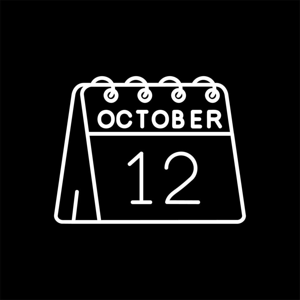 12th of October Line Inverted Icon vector