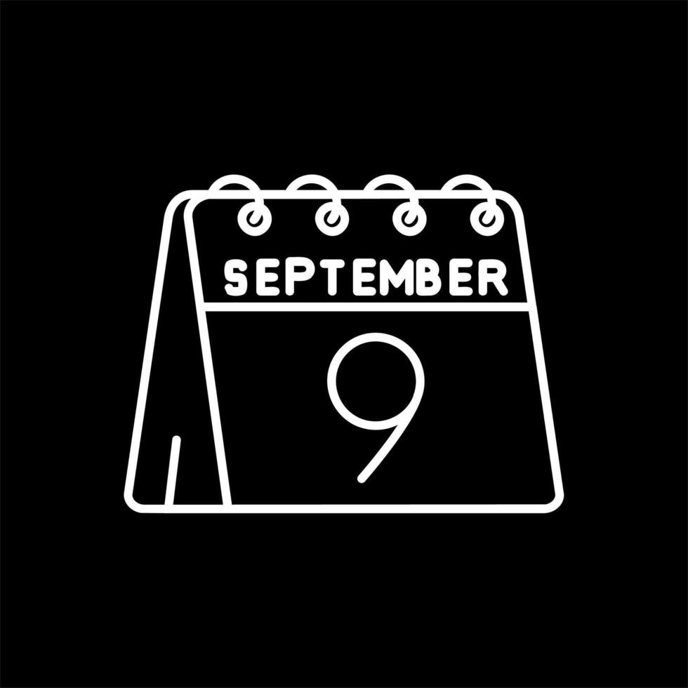 9th of September Line Inverted Icon vector