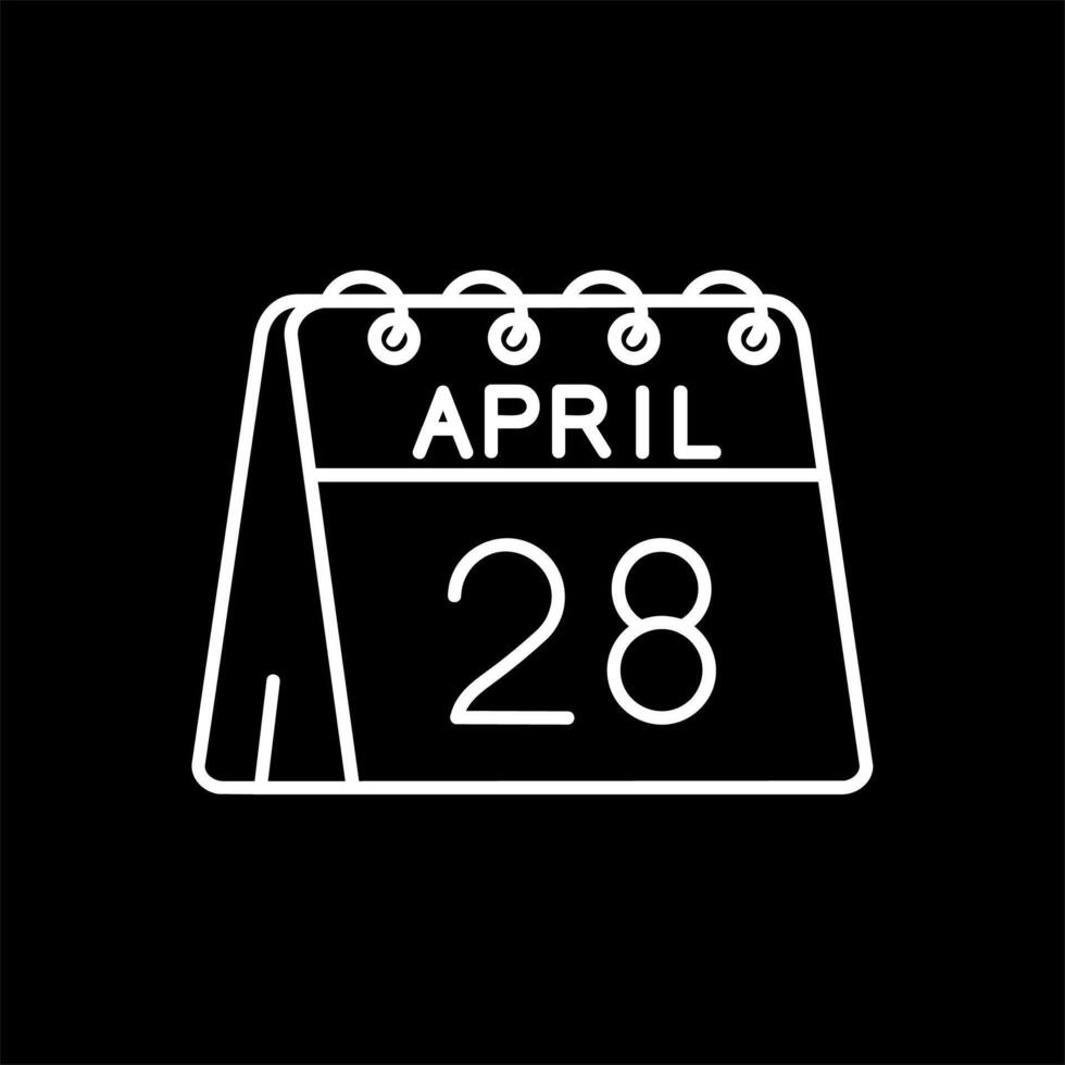 28 de abril línea invertido icono vector