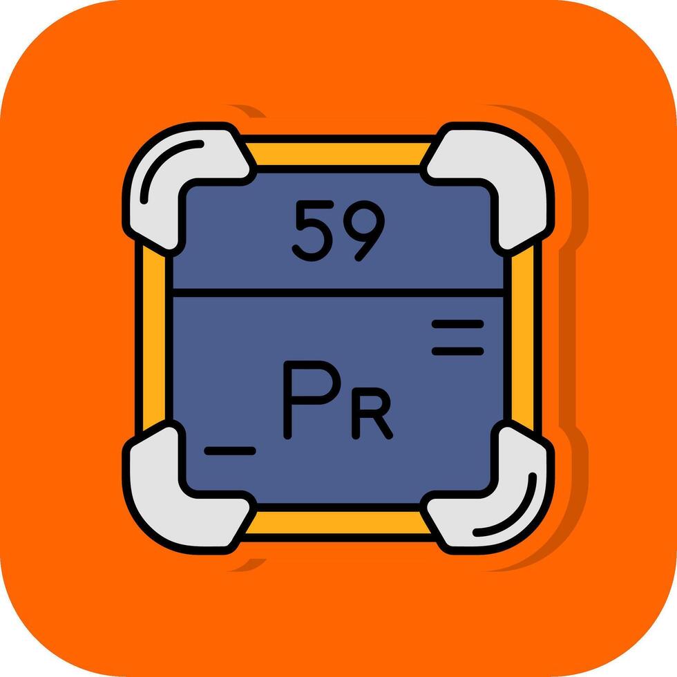 Praseodymium Filled Orange background Icon vector