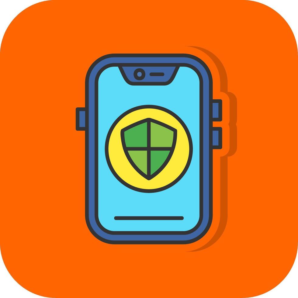 Shield Filled Orange background Icon vector