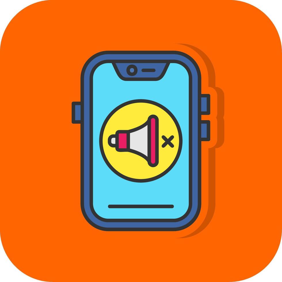Mute Filled Orange background Icon vector