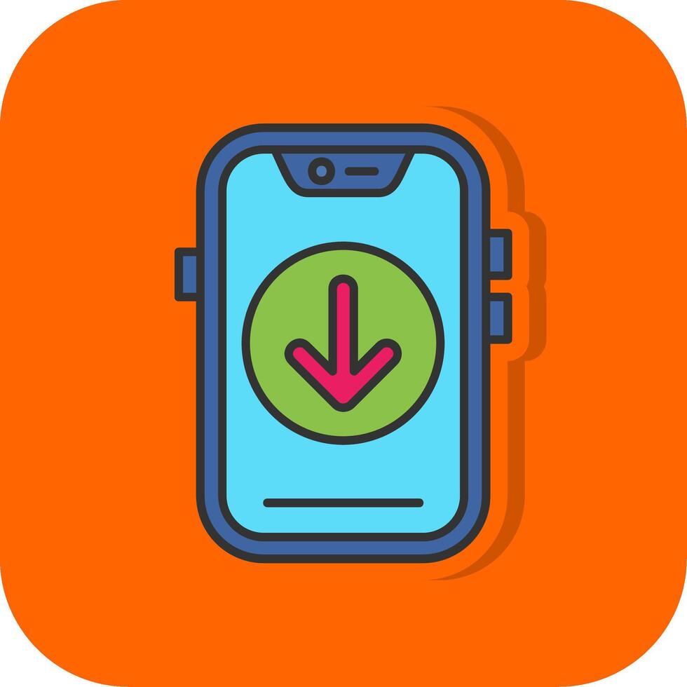 Down Filled Orange background Icon vector