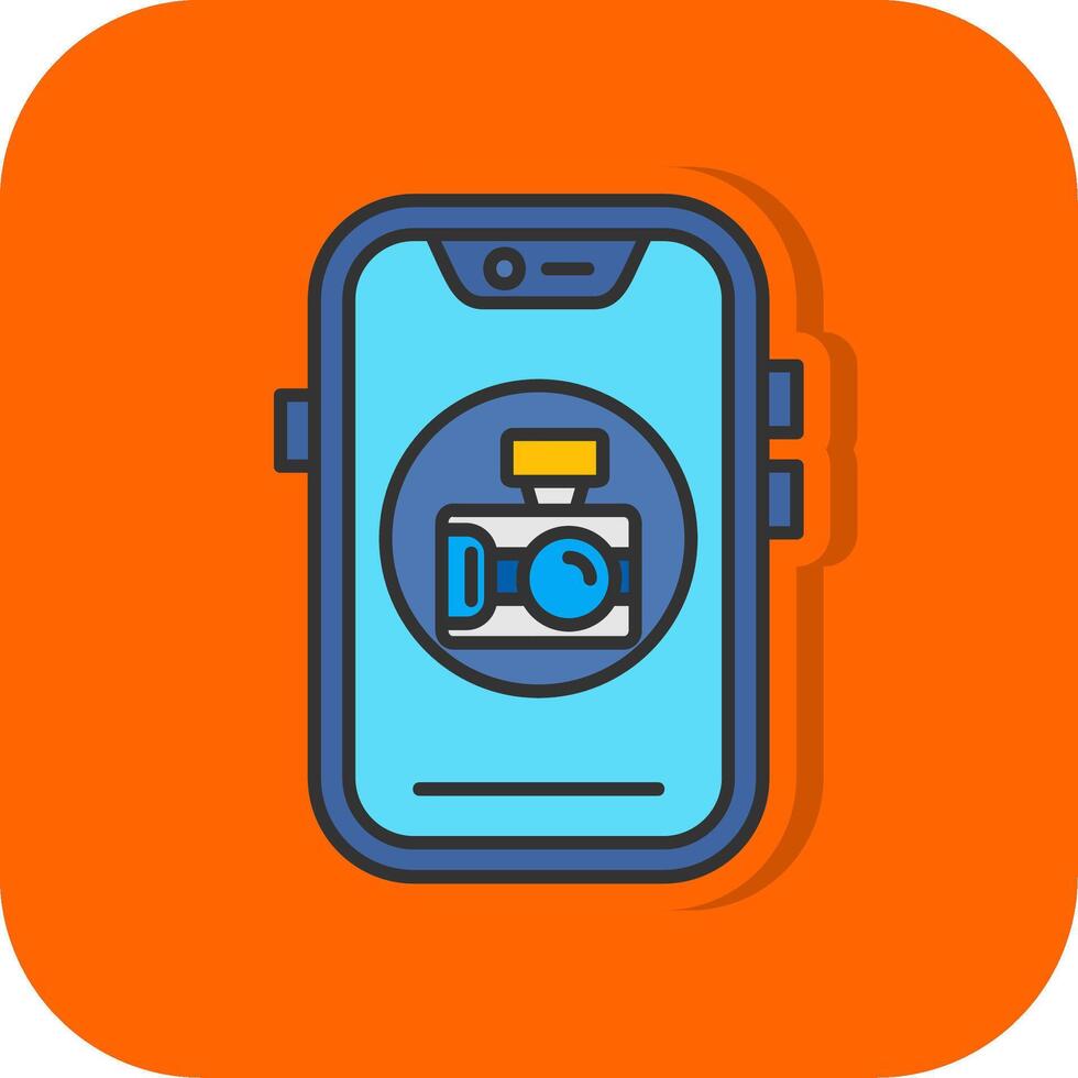Camera Filled Orange background Icon vector