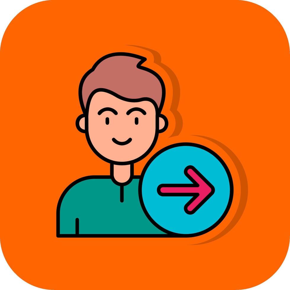 Forward Filled Orange background Icon vector