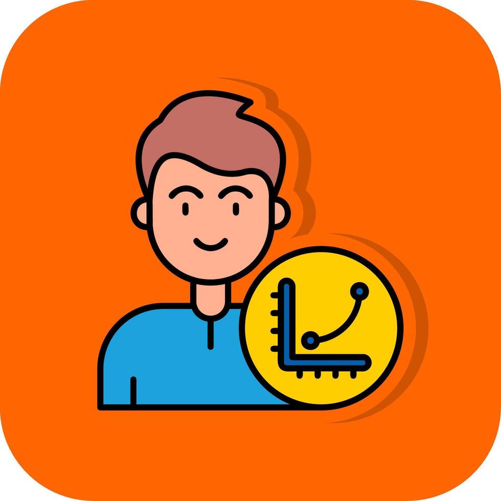 Graph Filled Orange background Icon vector
